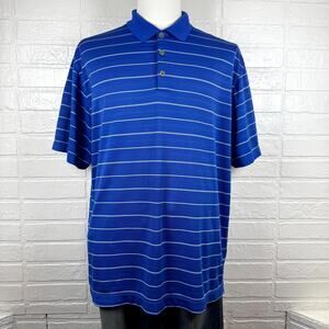 Nike Golf Polo Shirt Men XL Blue Striped Dri-Fit Short Sleeve Performance Active